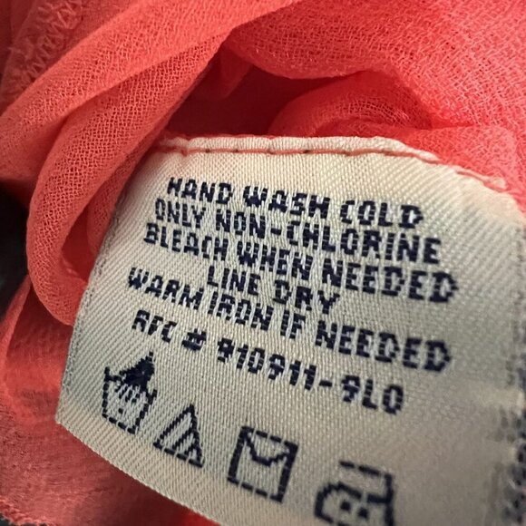 Y2K 90s Babydoll Top Womens L Red Chiffon Blouse 3/4 Bell Sleeve Sheer Ruffle - Picture 12 of 15